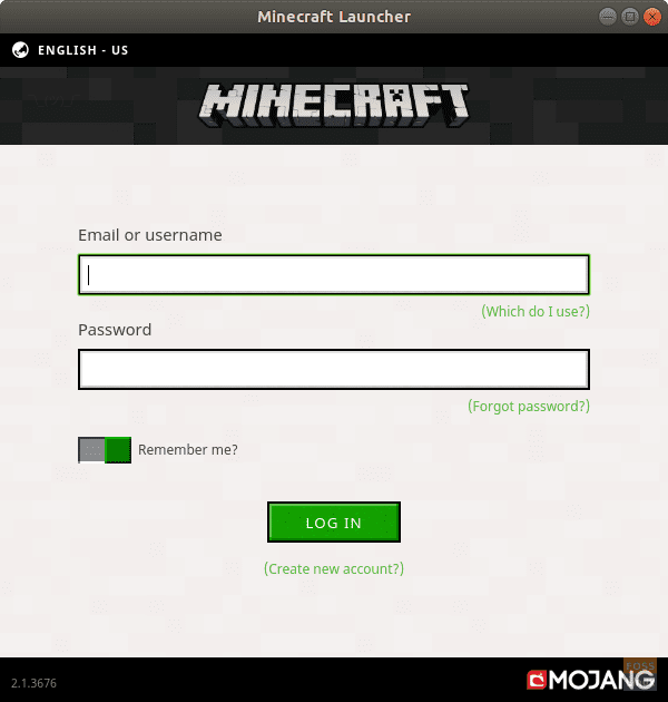 Mojang registration/login page.