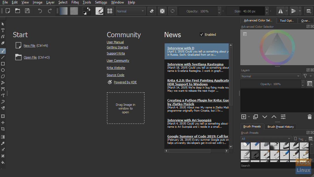 Krita news widget.