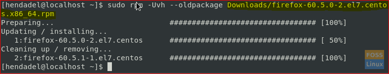 Downgrade Firefox Using rpm Command