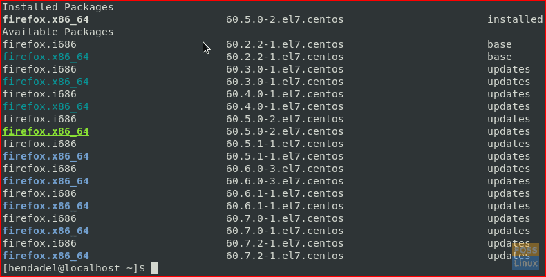 List available Firefox packages After Downgrading Using rpm Command