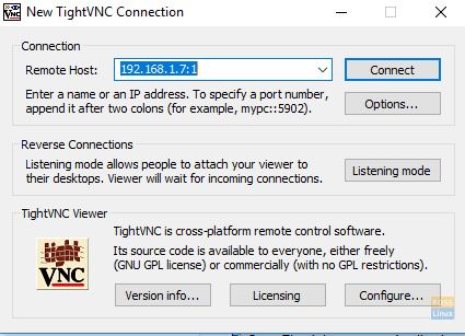 Enter Ubuntu Machine IP In The tightvnc Viewer