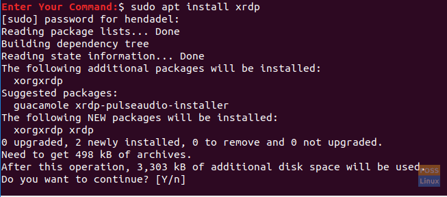 Install xrdp Package On Your Ubuntu Machine