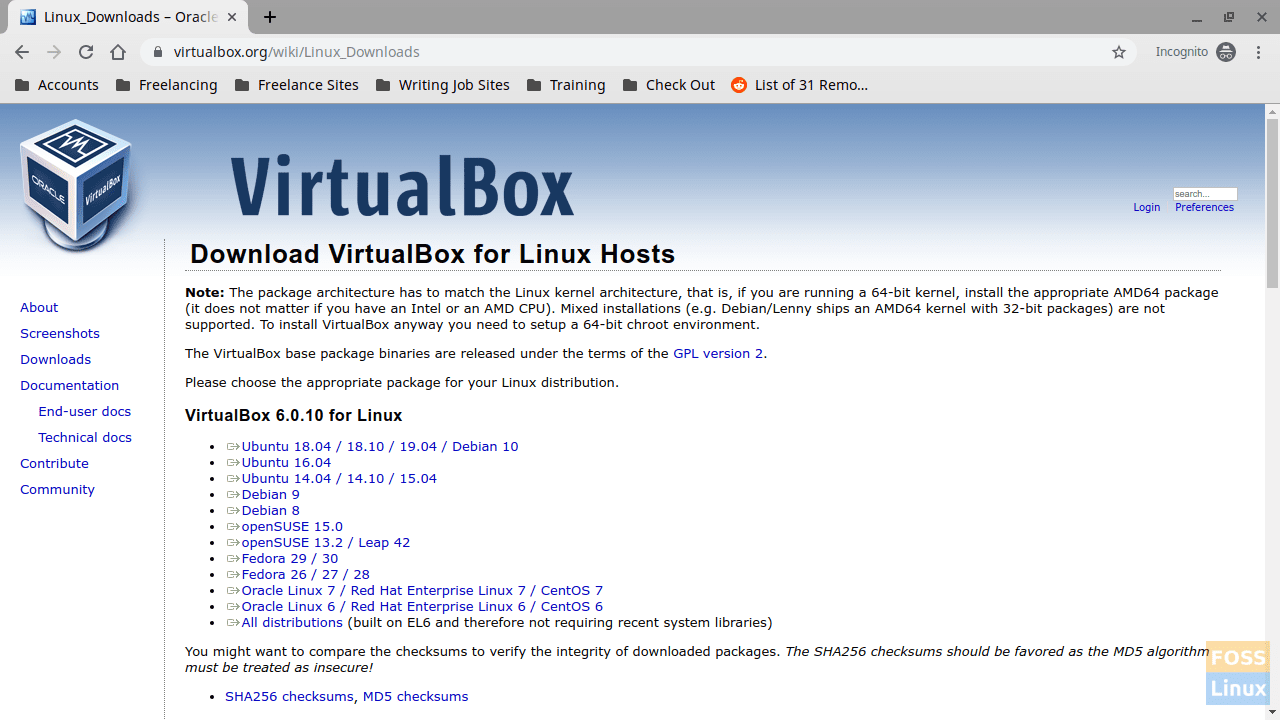 Official VirtualBox Linux Downloads Page