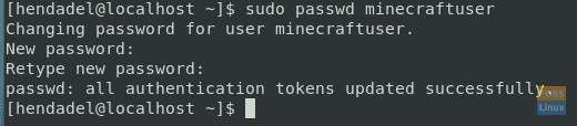 Set Password To New Minecraft User On CentOS