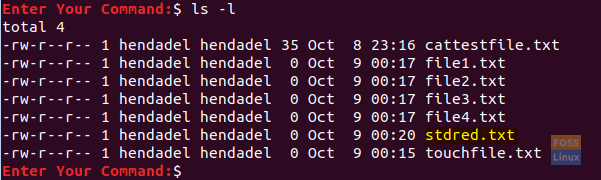 Check Newly Created File By Standard Redirect Symbol