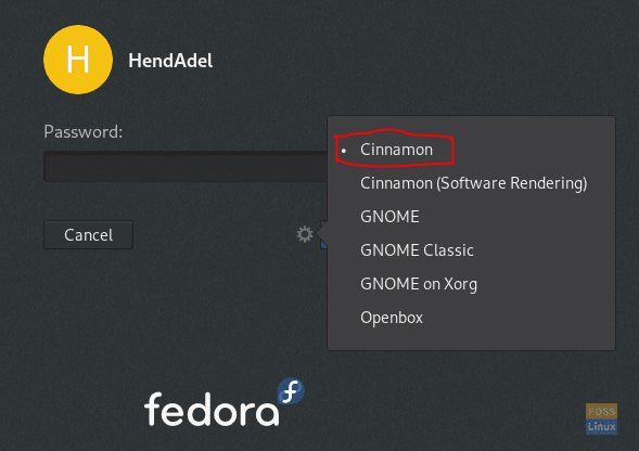 Choose Cinnamon Desktop Option