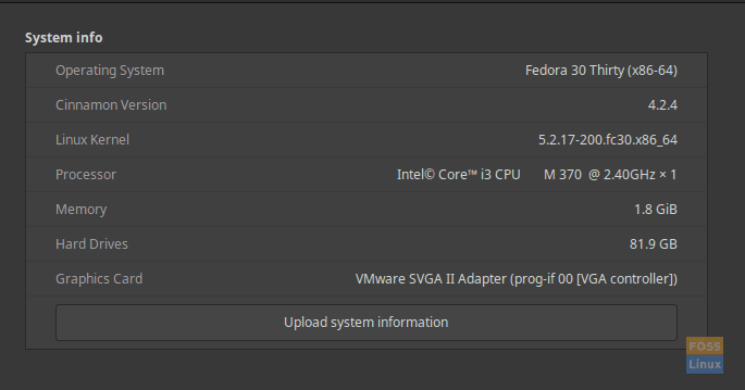 Fedora System Information