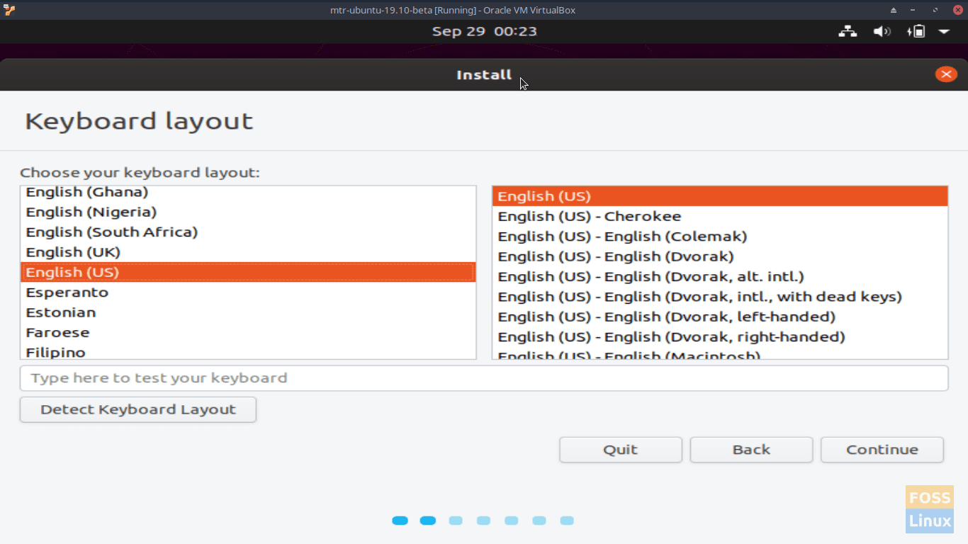 Keyboard Layout - Ubuntu 19.10 Beta Screen