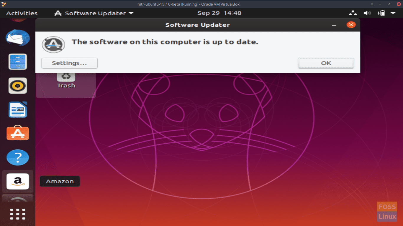 Software Updater - Computer is up to date - Ubuntu 19.10 Beta Screen