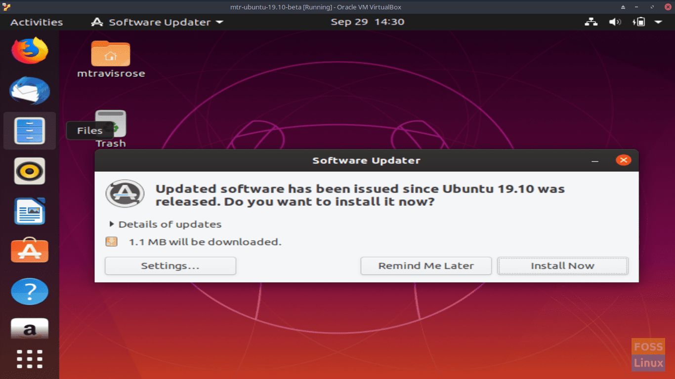 Software Updater - Ubuntu 19.10 Beta Screen