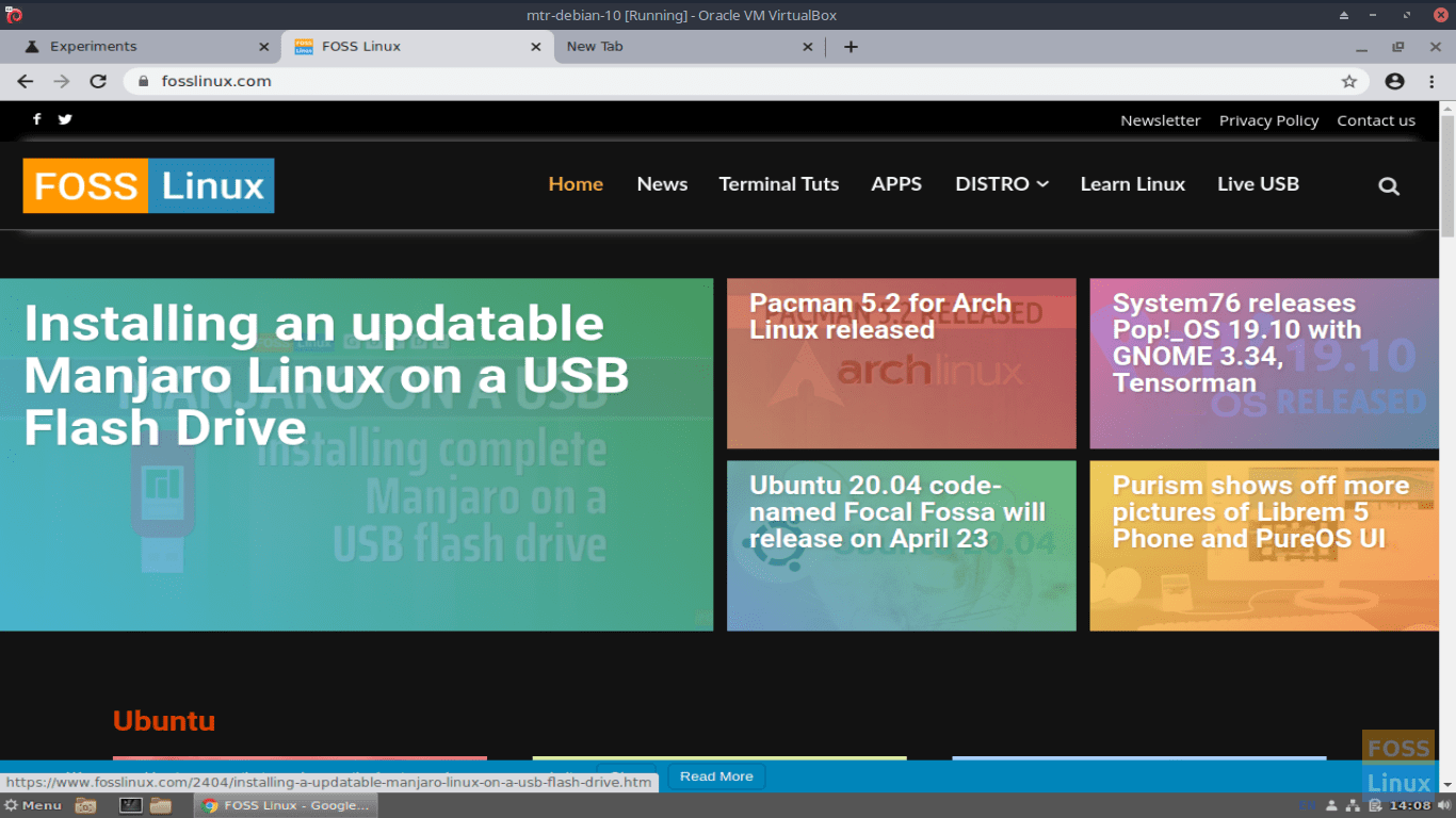 The fosslinux.com page looks great in Force Dark Mode on Chrome.