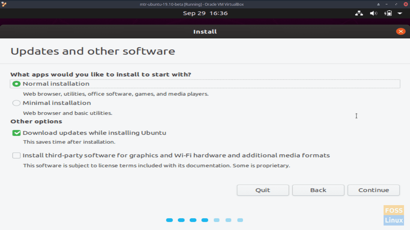 Updates and Other Software - Ubuntu 19.10 Beta Screen