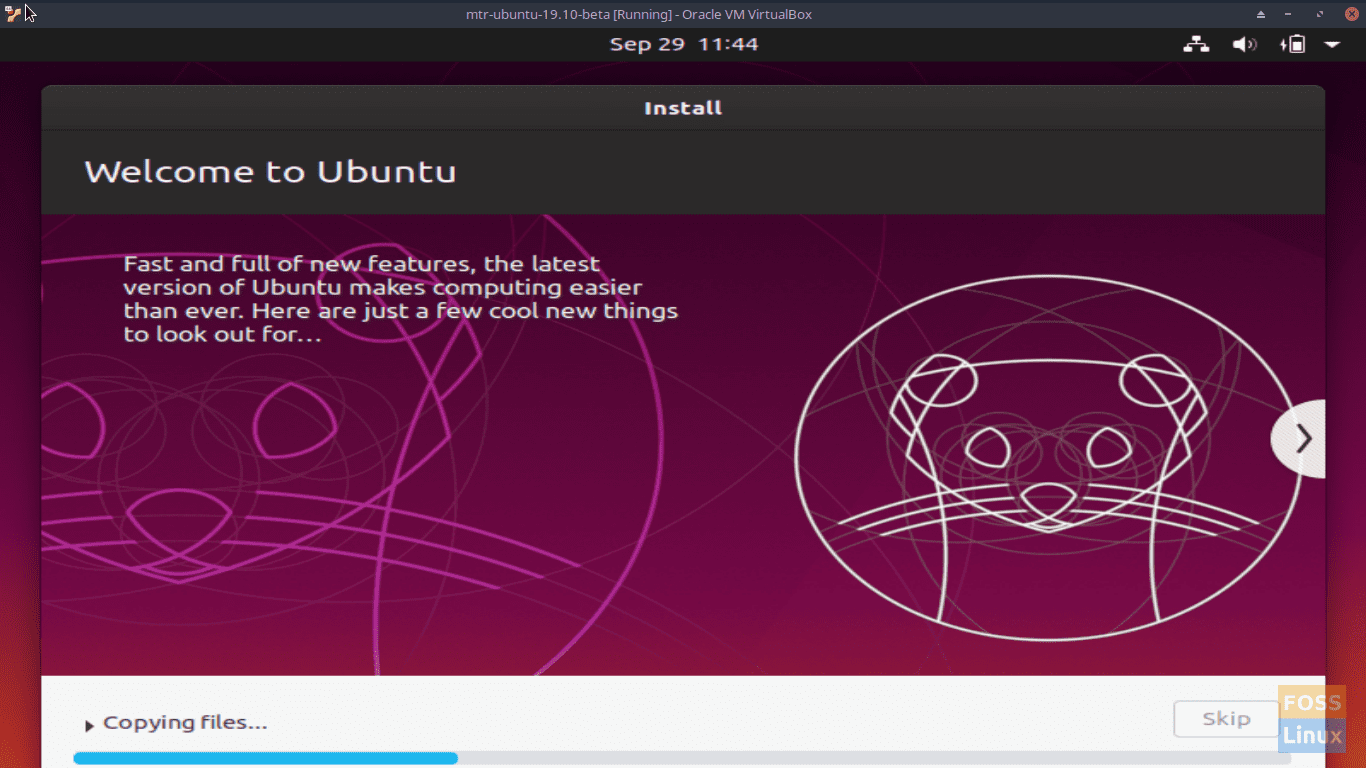 Welcome to Ubuntu - Ubuntu 19.10 Beta Screen