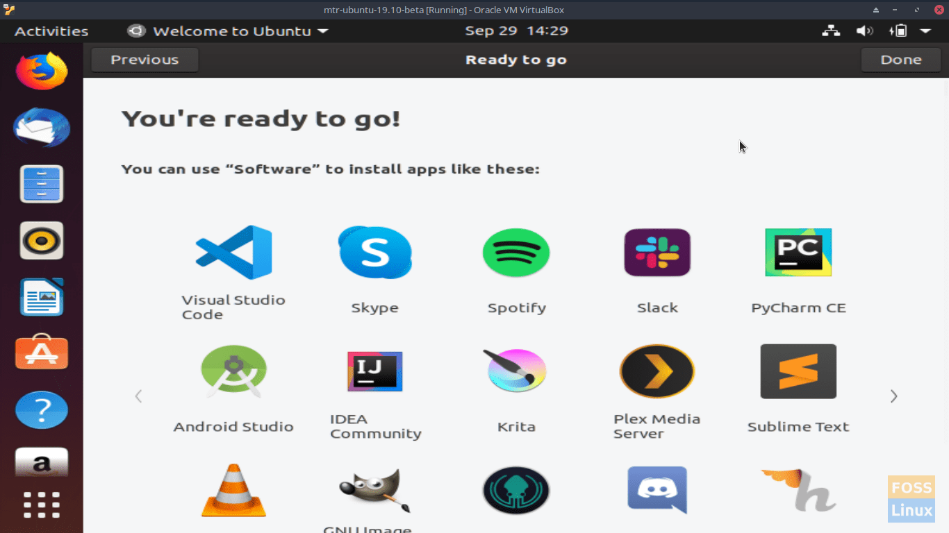 You're ready to go! - Ubuntu 19.10 Beta Screen