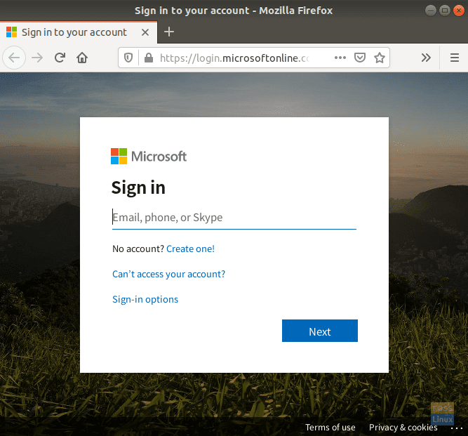 Enter Your Microsoft One Drive Email