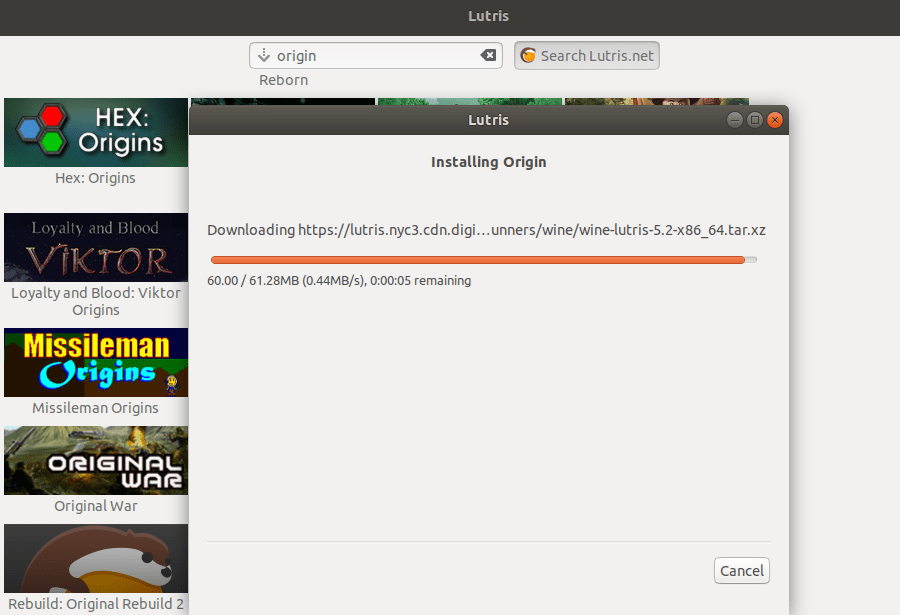 Installing origin