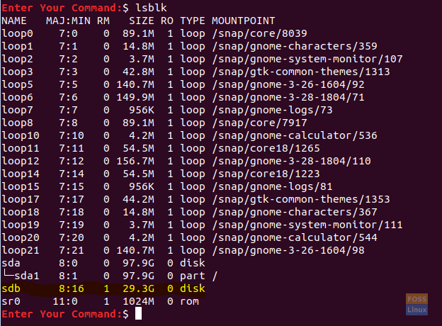 List Block Devices on Ubuntu After Inserting USB Drive