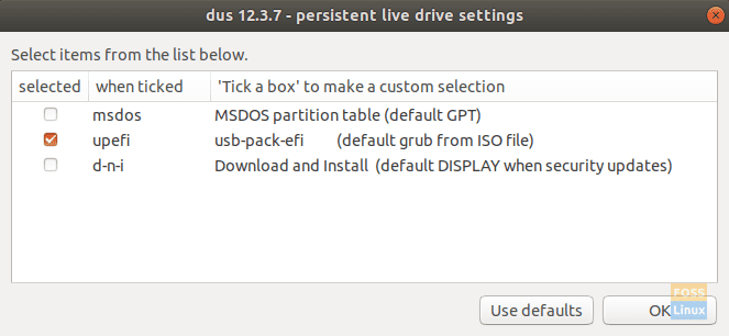Select The “usb-pack-efi (default grub from ISO file)” Entry