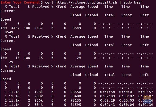 Use Curl To Install Rclone Package