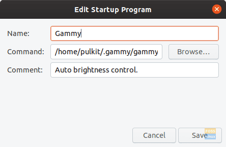 Adding Gammy to startup on Ubuntu