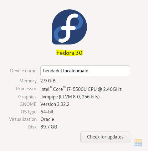 Check Fedora Version GUI Method