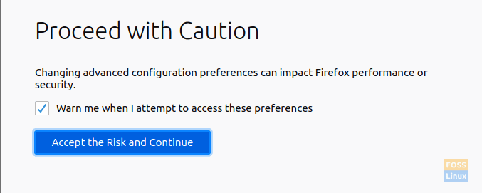 Firefox Warning Message