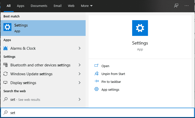 Open Settings Application on Windows