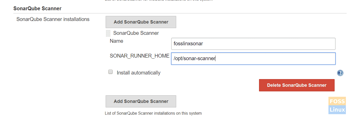 SonarQube Scanner Settings