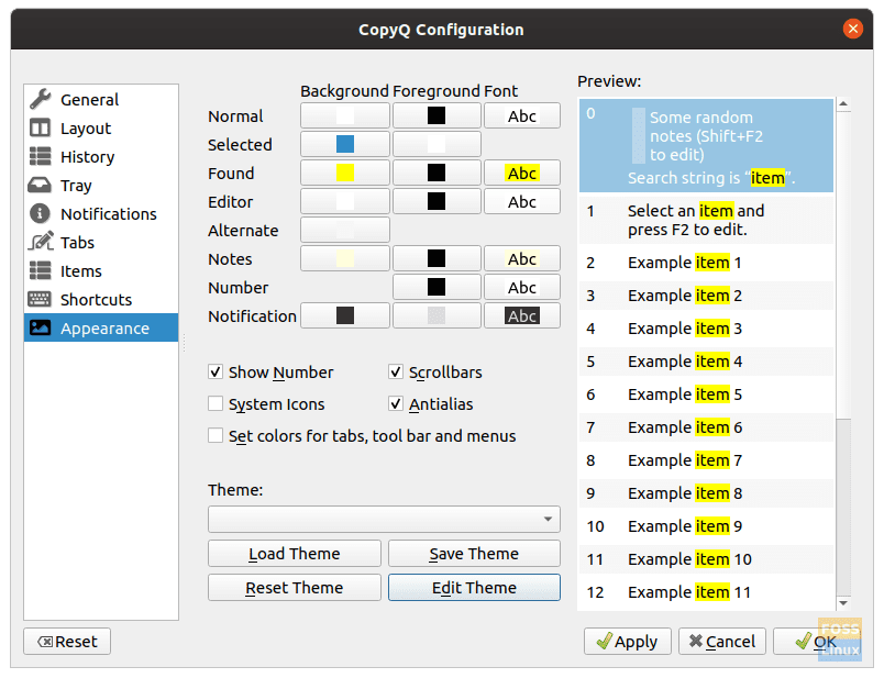 Appearance configurations