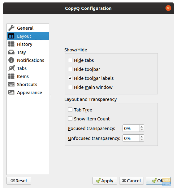 Layout options