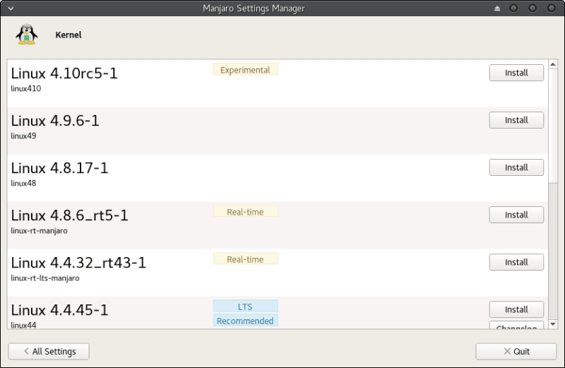 Switching kernel Manjaro