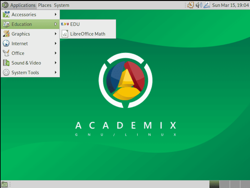 Academix EDU menu