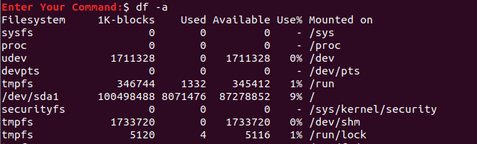 Display Disk Space Usage For All the File System