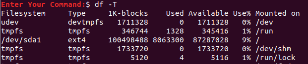 Display Disk Space Usage For the File System Alongsides its Type