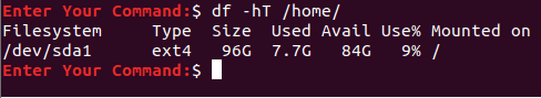 Display Disk Space Usage For the home File System