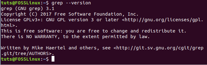 Grep Commad Version