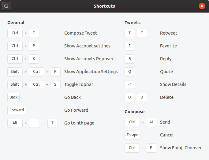 Keyboard shortcuts