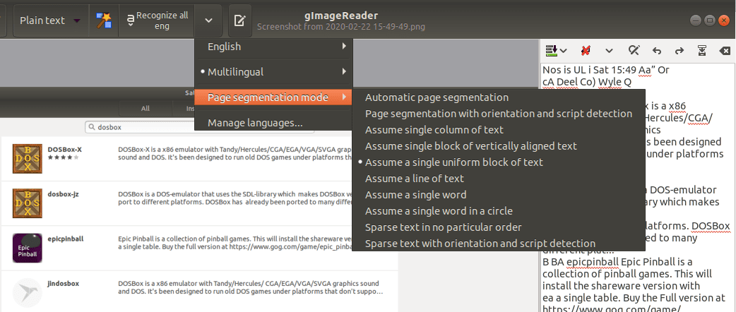 gImageReader post-process actions