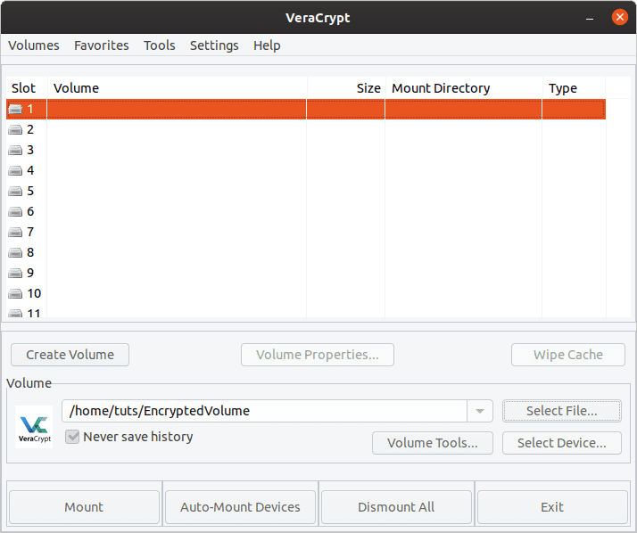 Mounting encrypted volume