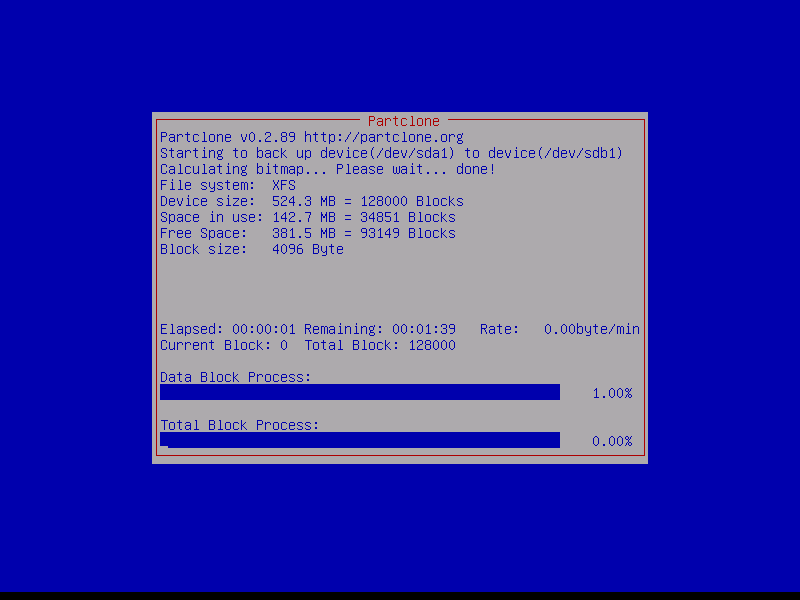 Clonezilla-Disk-Cloning-Process screen