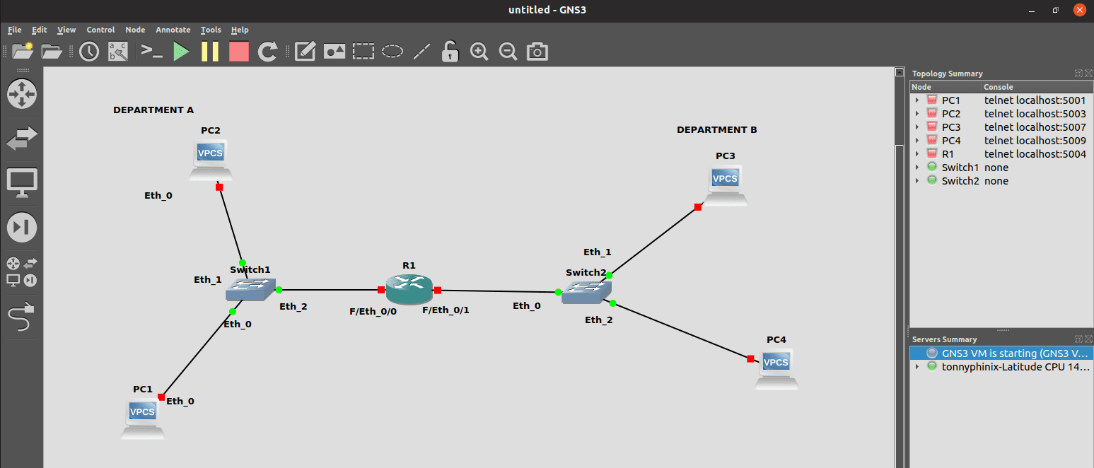 GNS3 - Simple network toplogy