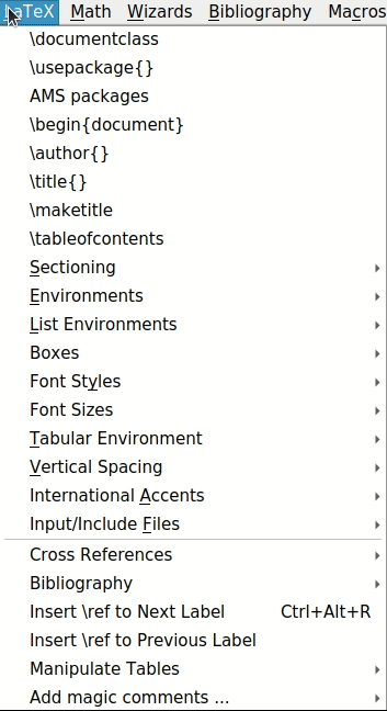 LaTeX menu.