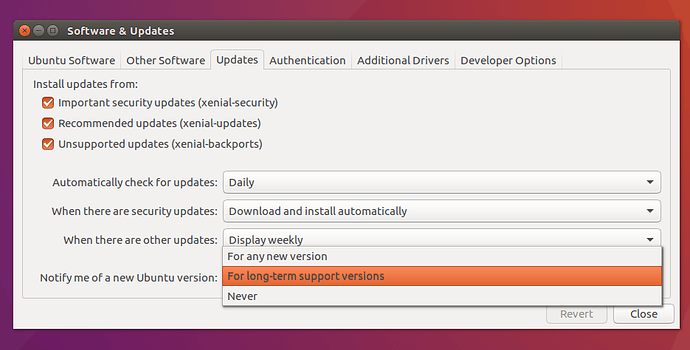 Ubuntu Software and Updates