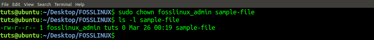 Changea ownership to fosslinux_admin