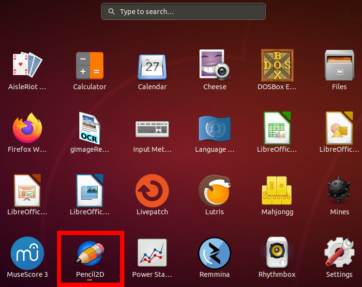 Launch Pencil2D from application menu