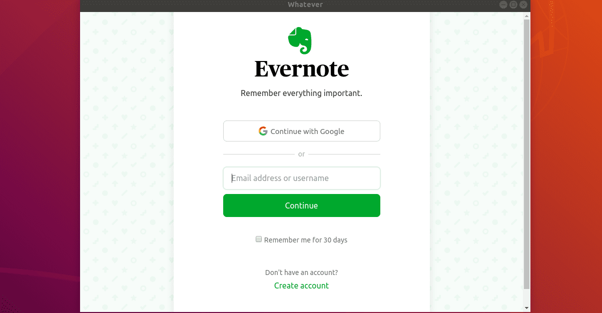 Log in with your Evernote credentials