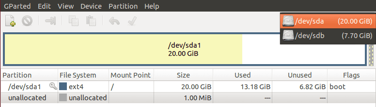 Select the USB drive to format