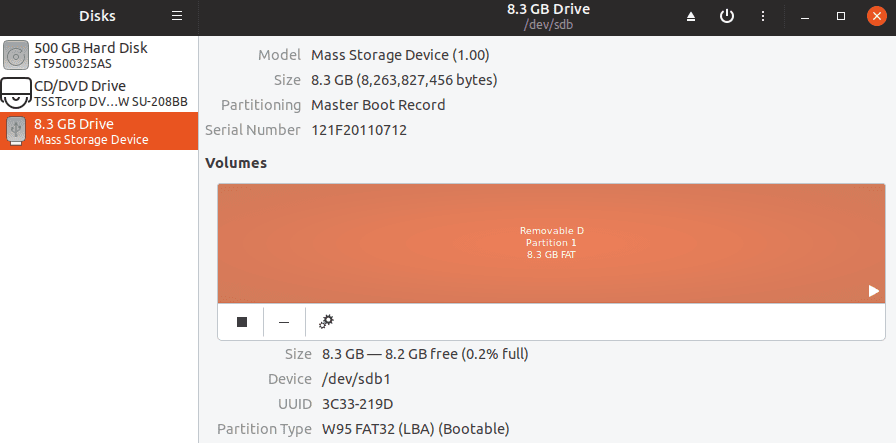 Select the USB drive to format