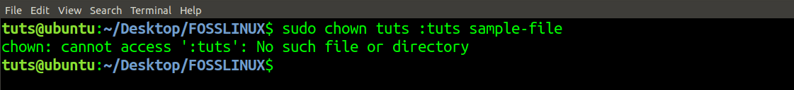 chown command output an error