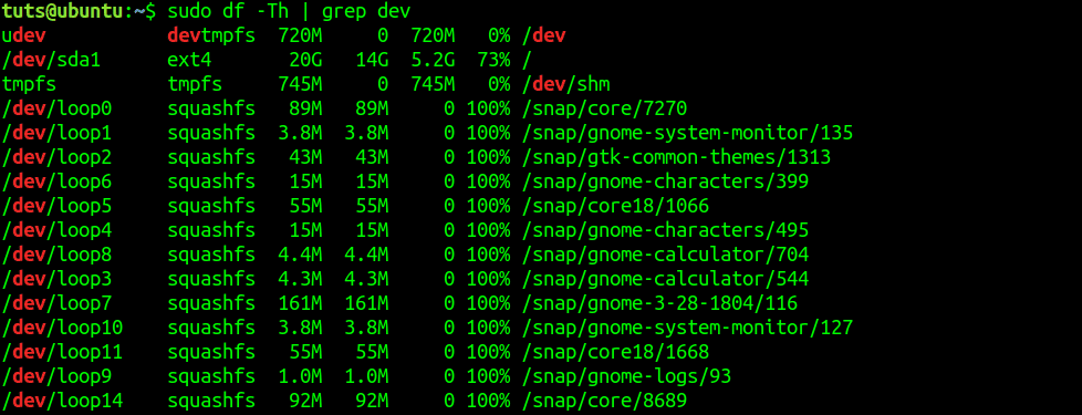 fsck -N Grep dev